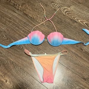 Gradient Shell Bikini Set - Pink Blue Peach